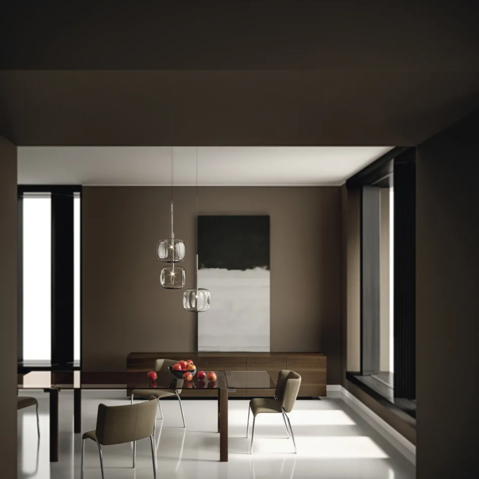 خزانة جانبية خشبية بهيكل زجاجي، صنع في إيطاليا - أزوكي Viadurini