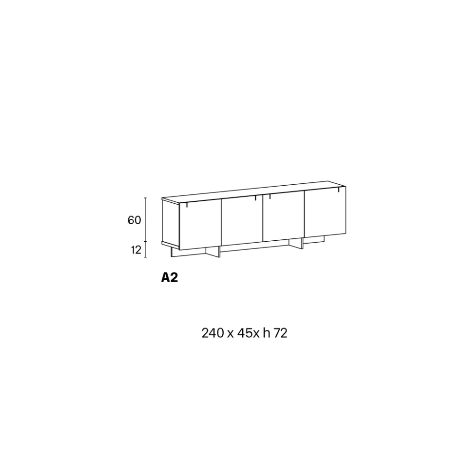 خزانة جانبية خشبية بهيكل زجاجي، صنع في إيطاليا - أزوكي Viadurini