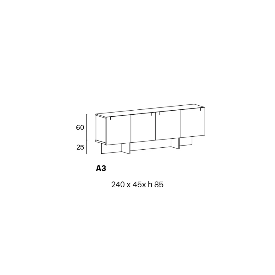خزانة جانبية خشبية بهيكل زجاجي، صنع في إيطاليا - أزوكي Viadurini
