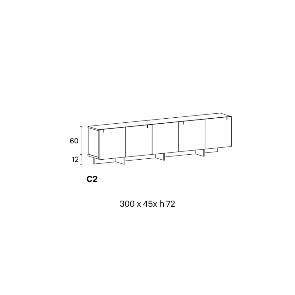 خزانة جانبية خشبية بهيكل زجاجي، صنع في إيطاليا - أزوكي Viadurini