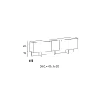 خزانة جانبية خشبية بهيكل زجاجي، صنع في إيطاليا - أزوكي Viadurini