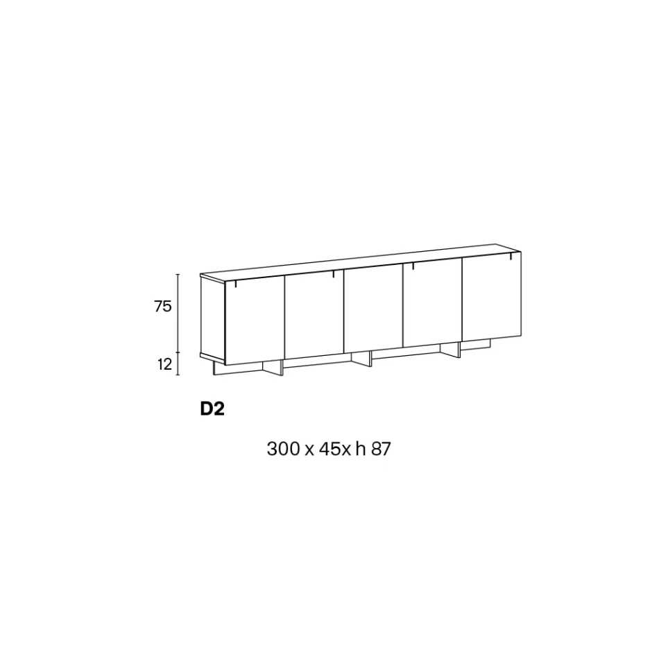 خزانة جانبية خشبية بهيكل زجاجي، صنع في إيطاليا - أزوكي Viadurini