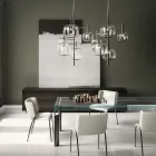 خزانة جانبية خشبية بهيكل زجاجي، صنع في إيطاليا - أزوكي Viadurini