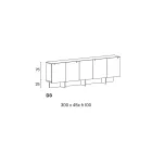 خزانة جانبية خشبية بهيكل زجاجي، صنع في إيطاليا - أزوكي Viadurini