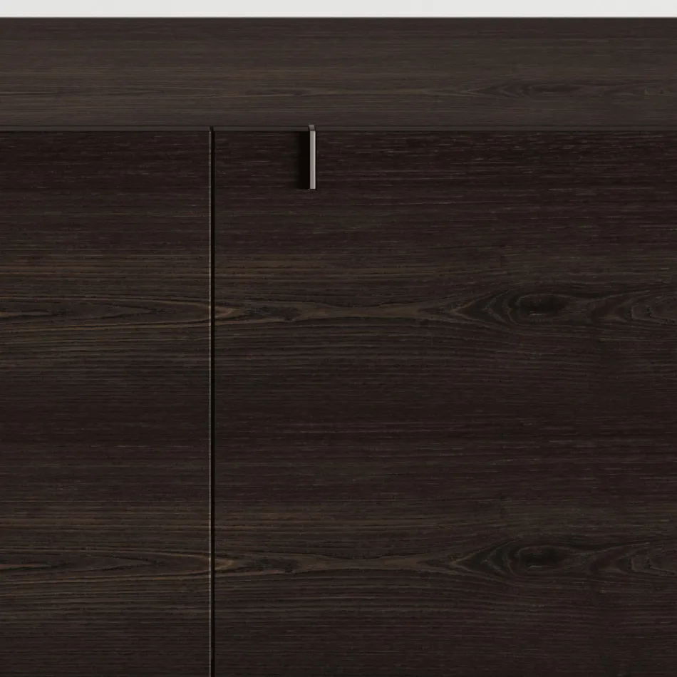 خزانة جانبية خشبية بهيكل زجاجي، صنع في إيطاليا - أزوكي Viadurini