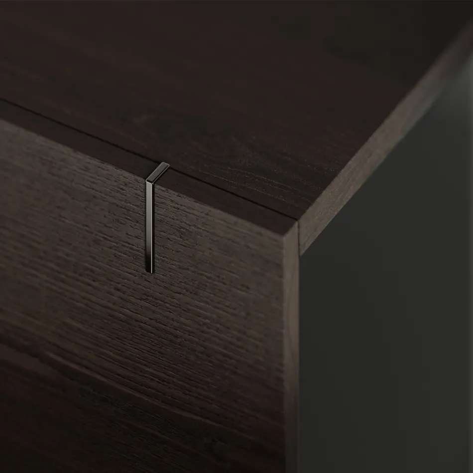 خزانة جانبية خشبية بهيكل زجاجي، صنع في إيطاليا - أزوكي Viadurini