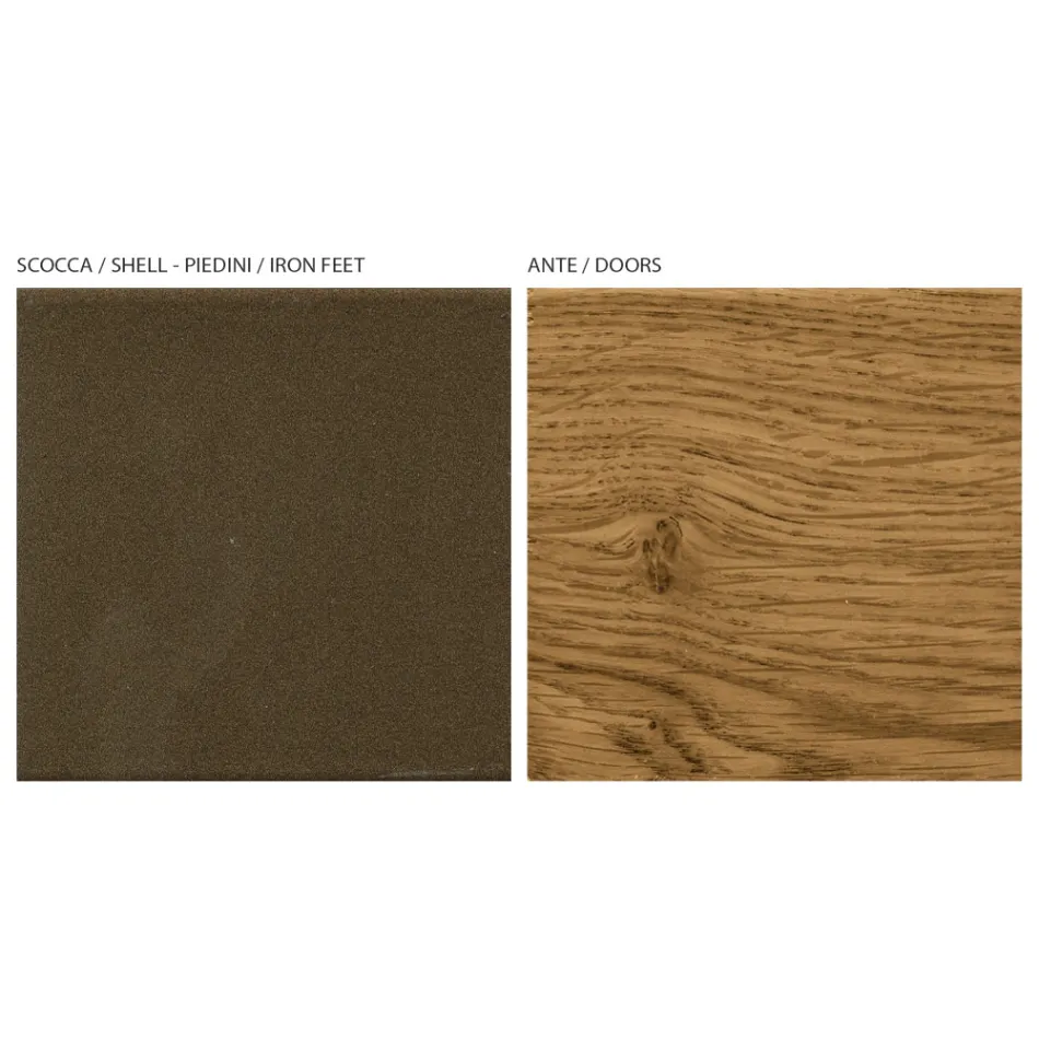 خزانة جانبية لغرفة المعيشة بأربعة أبواب من خشب البلوط المعقود - حتى Viadurini