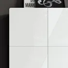 خزانة جانبية لغرفة المعيشة بأربعة أبواب من الزجاج الأبيض، صنع في إيطاليا - إيلين Viadurini