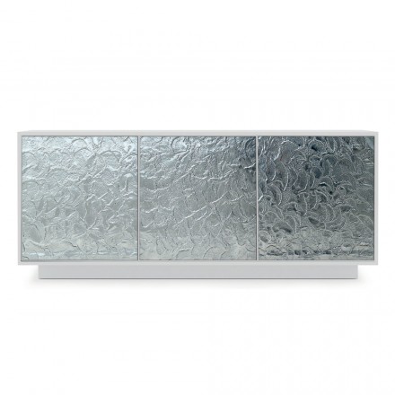 خزانة جانبية لغرفة المعيشة مصنوعة من الخشب المطلي بالورنيش غير اللامع والزجاج، صنع في إيطاليا - فيورينزا Viadurini