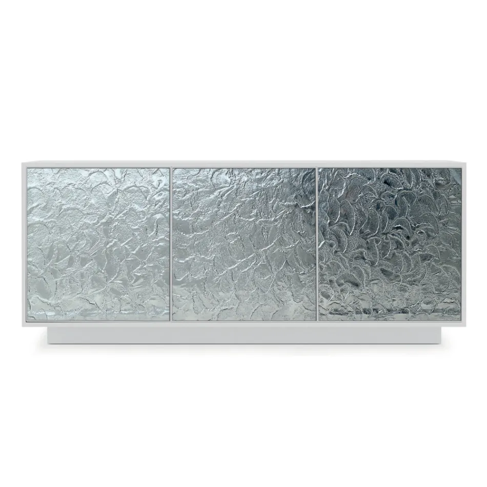 خزانة جانبية لغرفة المعيشة مصنوعة من الخشب المطلي بالورنيش غير اللامع والزجاج، صنع في إيطاليا - فيورينزا Viadurini