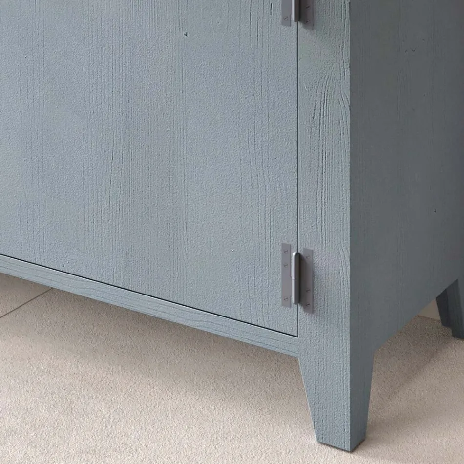 خزانة جانبية لغرفة المعيشة من خشب التنوب الصلب، مكونة من 4 أقسام، صنع في إيطاليا - باسكوال Viadurini