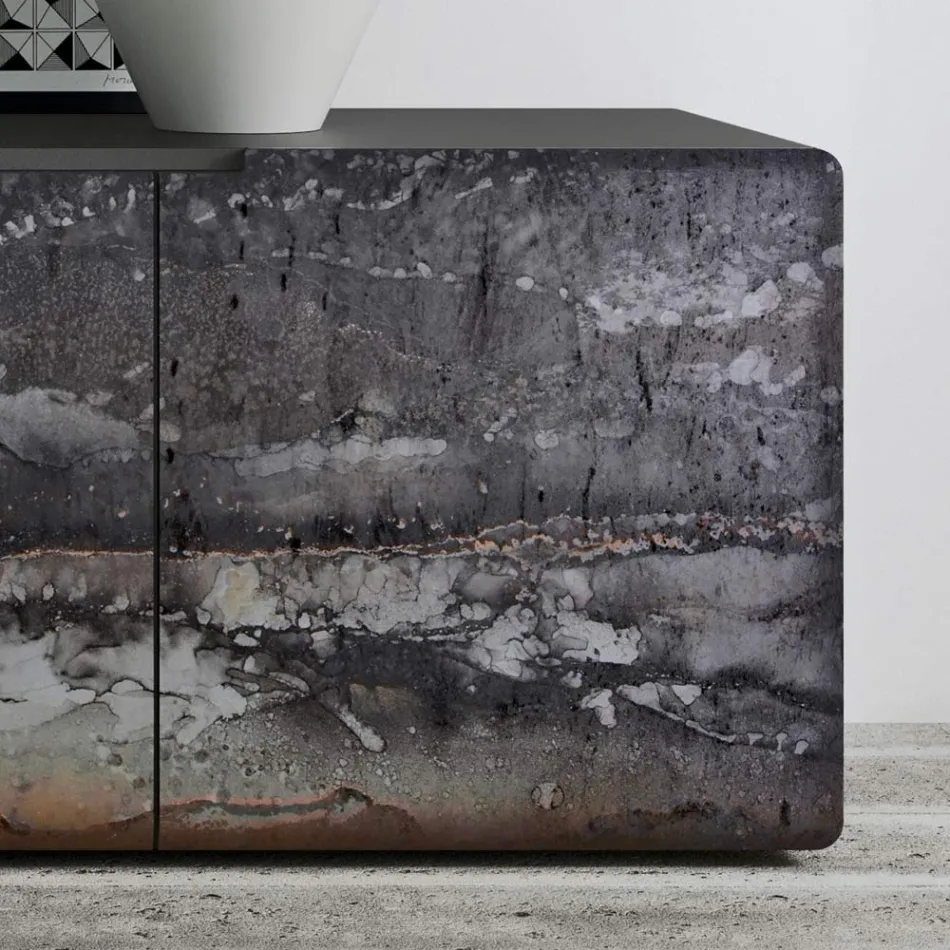 خزانة جانبية لغرفة المعيشة بثلاثة أبواب بتشطيبات مختلفة، صنع في إيطاليا - أولي Viadurini