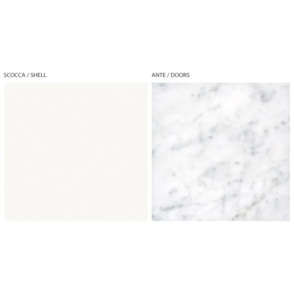 خزانة جانبية لغرفة المعيشة بثلاثة أبواب من رخام كارارا، صنع في إيطاليا - فين Viadurini