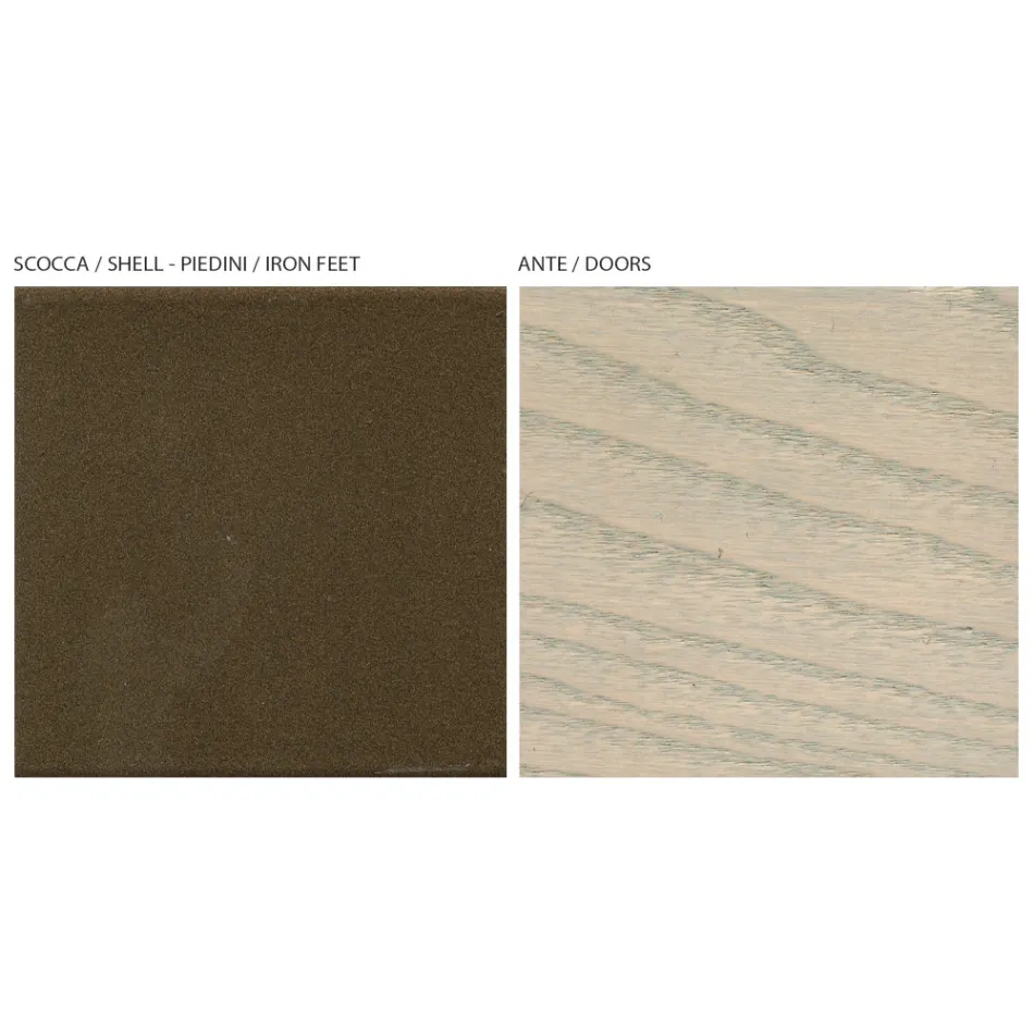 خزانة جانبية لغرفة المعيشة بثلاثة أبواب بلون رملي، صنع في إيطاليا - يناير Viadurini