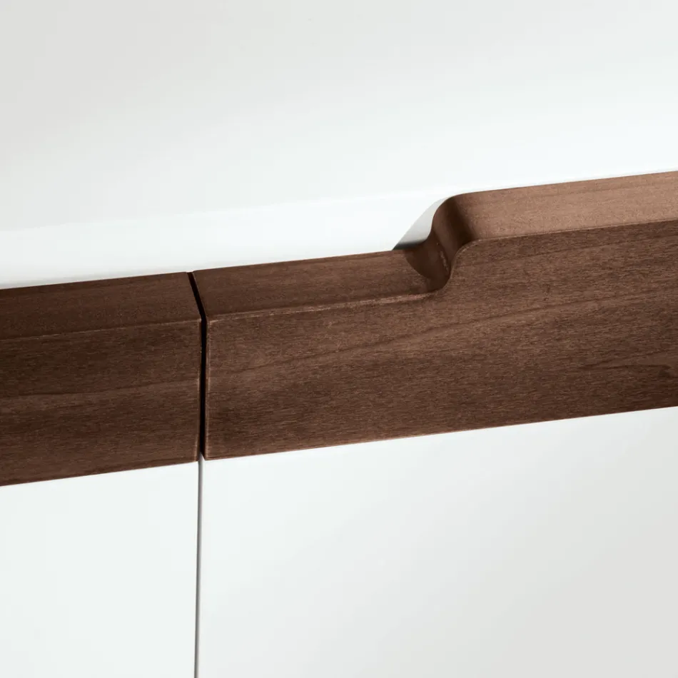 خزانة جانبية لغرفة المعيشة بأربعة أبواب باللون الأبيض وتشطيب كاناليتو، صنع في إيطاليا - أي Viadurini