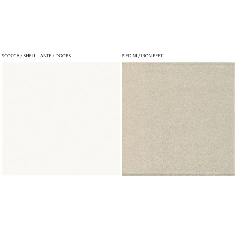 خزانة جانبية لغرفة المعيشة بأربعة أبواب باللون الأبيض وتشطيب كاناليتو، صنع في إيطاليا - أي Viadurini