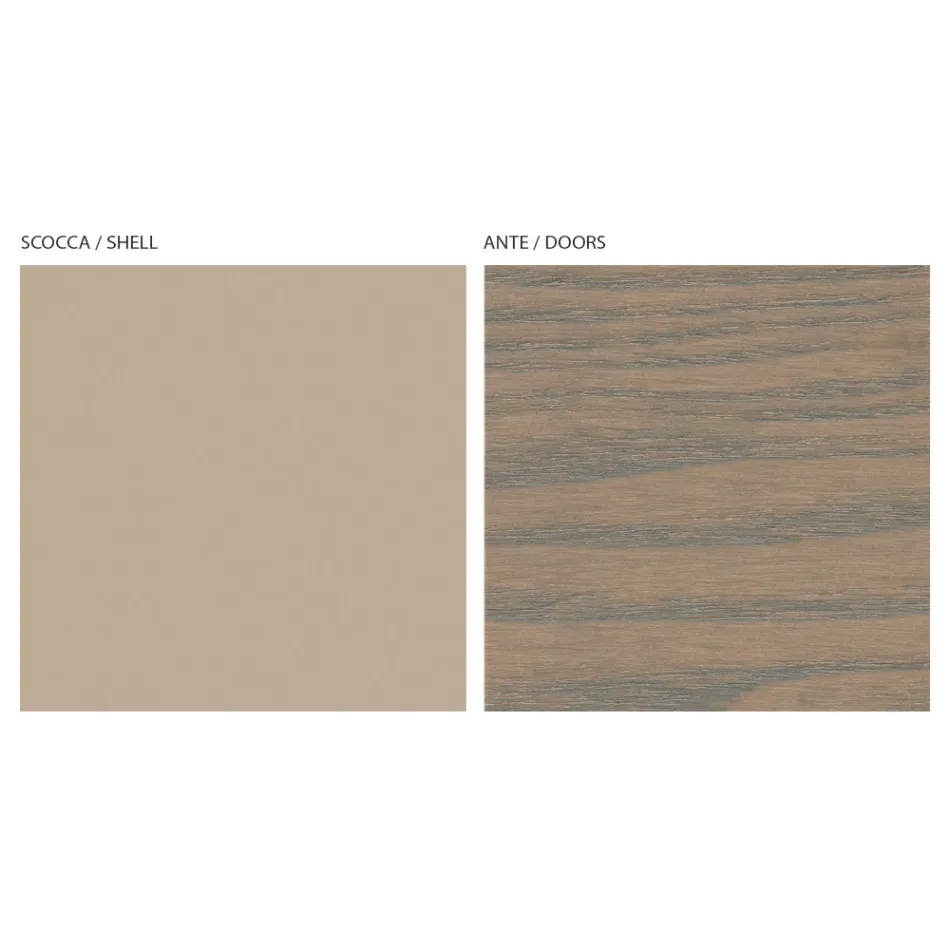 خزانة جانبية لغرفة المعيشة بأربعة أبواب بلون الكابتشينو، صنع في إيطاليا - إيدا Viadurini