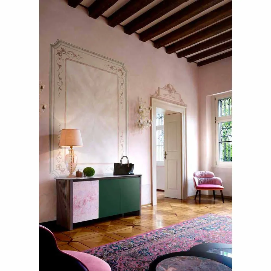 خزانة جانبية بتصميم Gres مع هيكل من الخشب وألياف MDF، صنع في إيطاليا - Cunea Viadurini