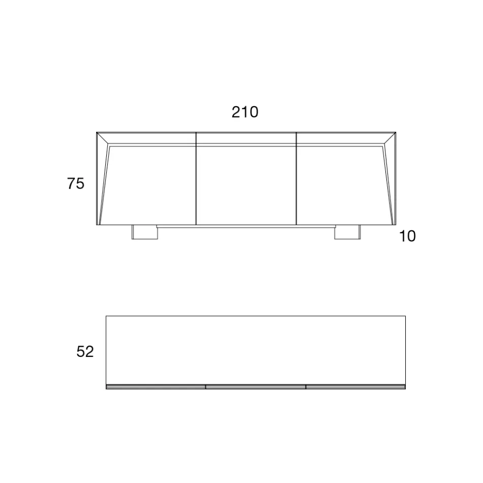 خزانة جانبية خشبية بثلاثة أبواب وحافة مائلة وسطح سيراميك - موندولفو Viadurini