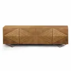 خزانة جانبية خشبية ببابين أو أربعة أبواب مع أرفف كريستالية، صنع في إيطاليا - جاردينا Viadurini