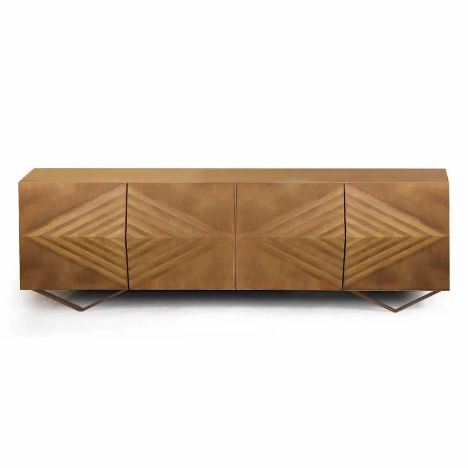 خزانة جانبية خشبية ببابين أو أربعة أبواب مع أرفف كريستالية، صنع في إيطاليا - جاردينا Viadurini