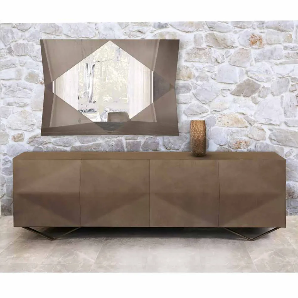 خزانة جانبية خشبية ببابين أو أربعة أبواب مع أرفف كريستالية، صنع في إيطاليا - جاردينا Viadurini