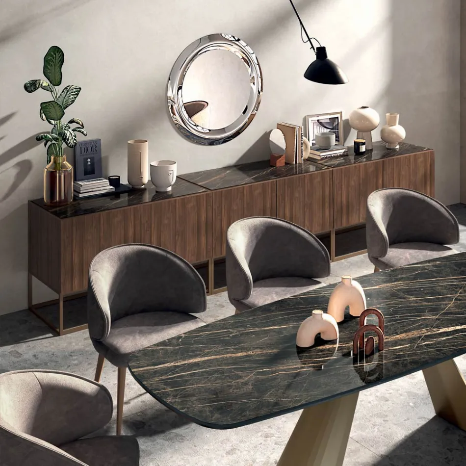 خزانة جانبية من خشب الجوز كاناليتو، صنع في إيطاليا - ساليرنو Viadurini