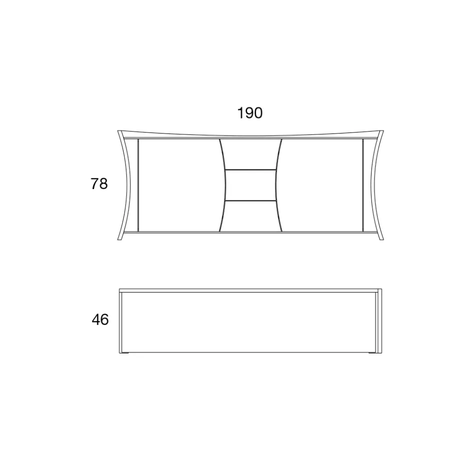 خزانة جانبية من الخشب المصقول، بابان، 3 أدراج، تصميم إيطالي منحني - سيليو Viadurini