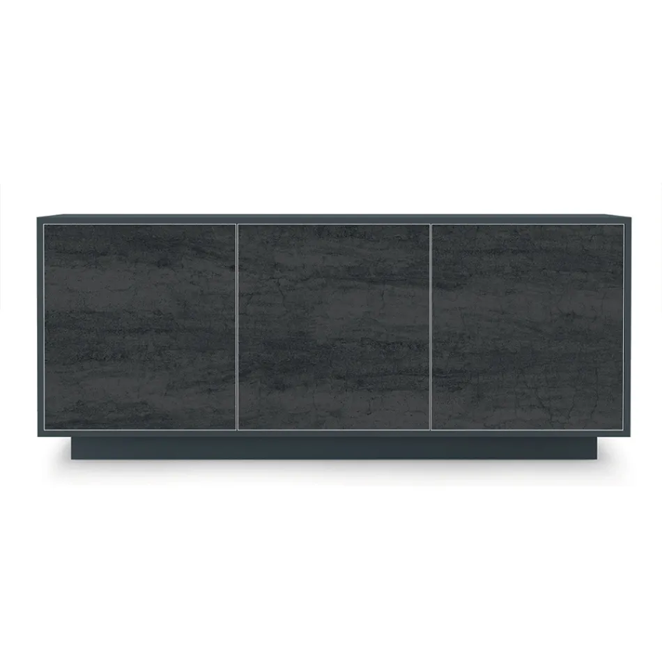 خزانة جانبية من الخشب المصقول مع بابين أو ثلاثة أبواب سيراميكية، صنع في إيطاليا - فيورينزا Viadurini