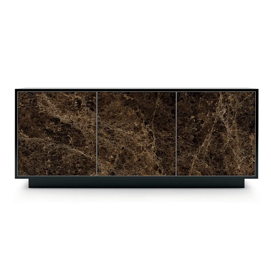 خزانة جانبية من الخشب المصقول مع بابين أو ثلاثة أبواب سيراميكية، صنع في إيطاليا - فيورينزا Viadurini