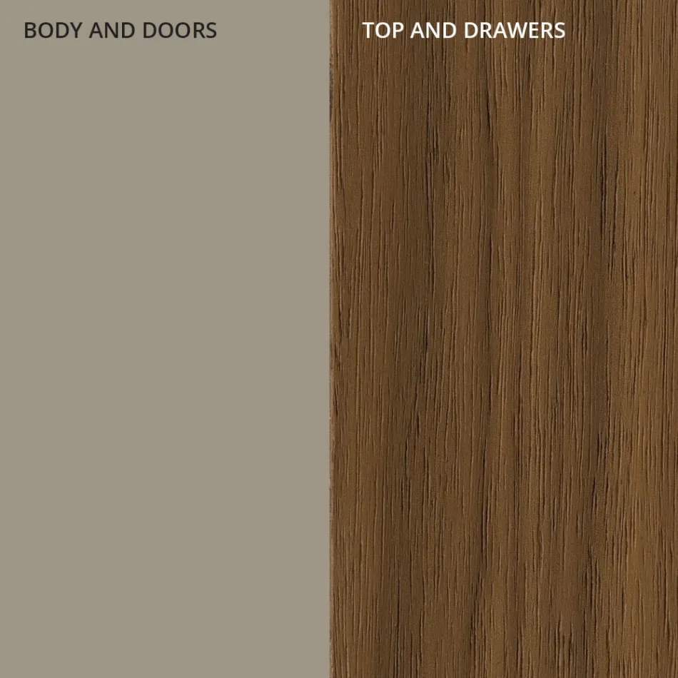 خزانة جانبية من خشب MDF ببابين ودرجين بارزين بجوانب مائلة - كاسبيتر Viadurini