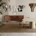 خزانة جانبية زجاجية مطلية من الخلف مع إطار من الخشب الصلب، صنع في إيطاليا - لوتيا Viadurini