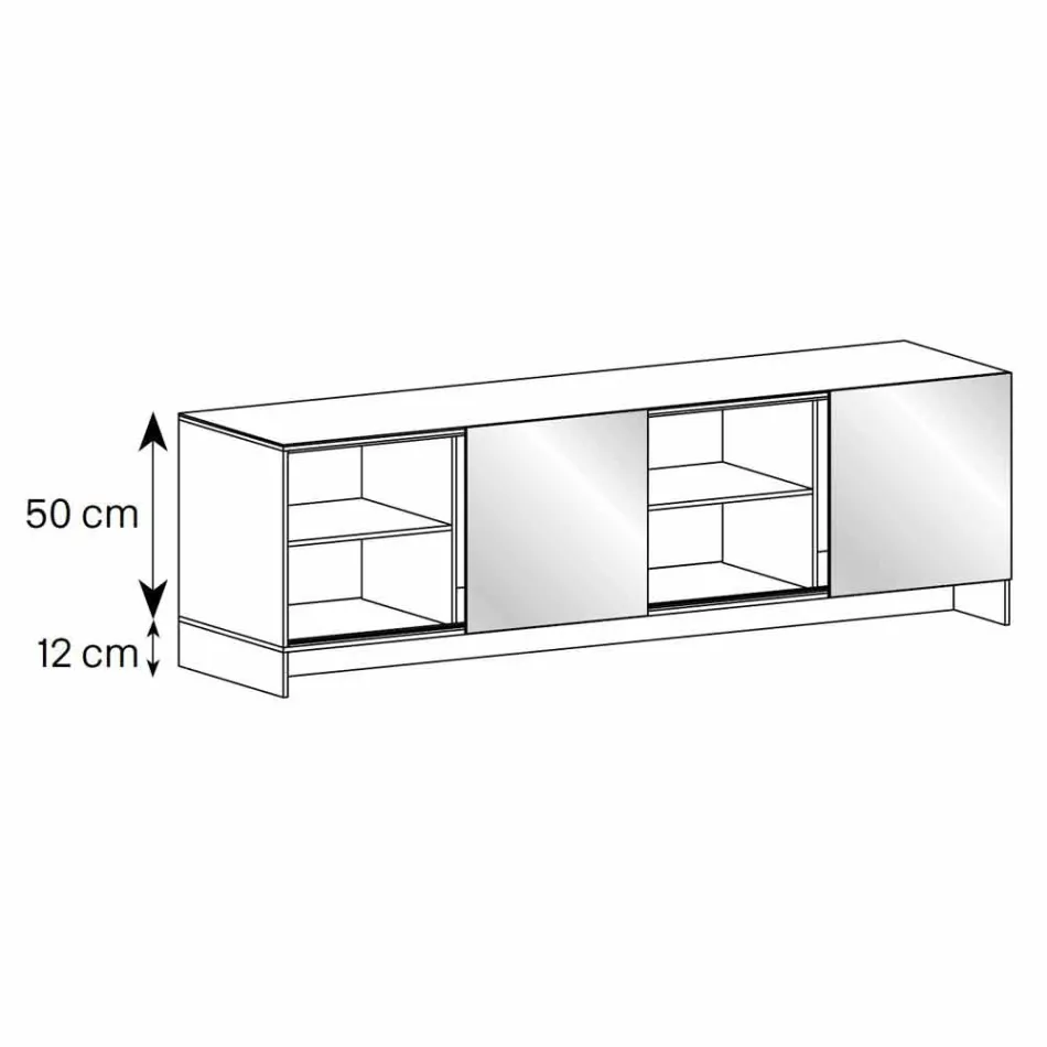 خزانة جانبية لغرفة المعيشة ببابين من السيراميك وهيكل من الزجاج المدخن، صنع في إيطاليا - سيوكا Viadurini