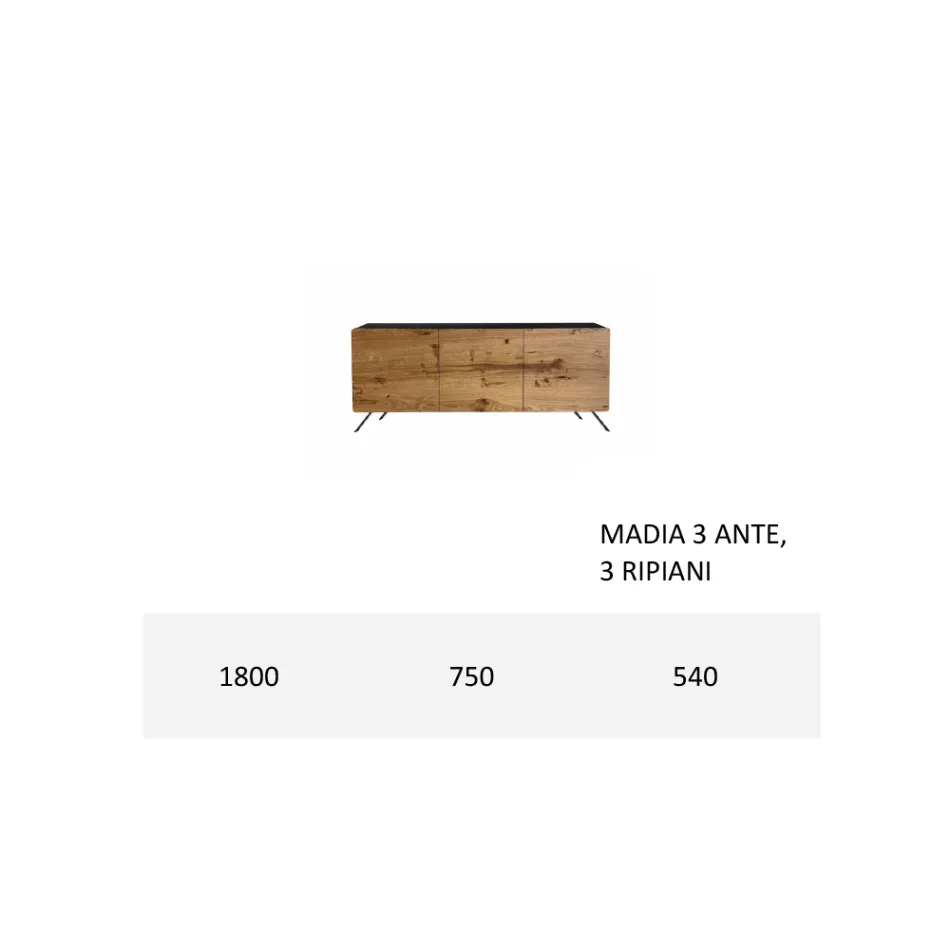 خزانة جانبية لغرفة المعيشة مصنوعة من خشب MDF وخشب صلب ببابين أو ثلاثة أبواب، صنع في إيطاليا - غرفة التجارة Viadurini