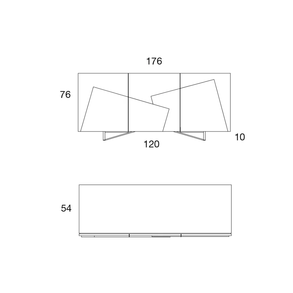 خزانة جانبية لغرفة المعيشة من خشب MDF مطلي بثلاثة أبواب مع حشوات سيراميك - Imperio Viadurini