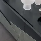 خزانة جانبية لغرفة المعيشة من خشب MDF مطلي بثلاثة أبواب مع حشوات سيراميك - Imperio Viadurini