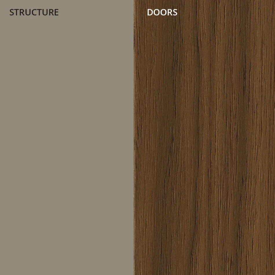 خزانة جانبية لغرفة المعيشة من خشب MDF مطلي بثلاثة أبواب مع تطعيمات حريرية - Saronno Viadurini