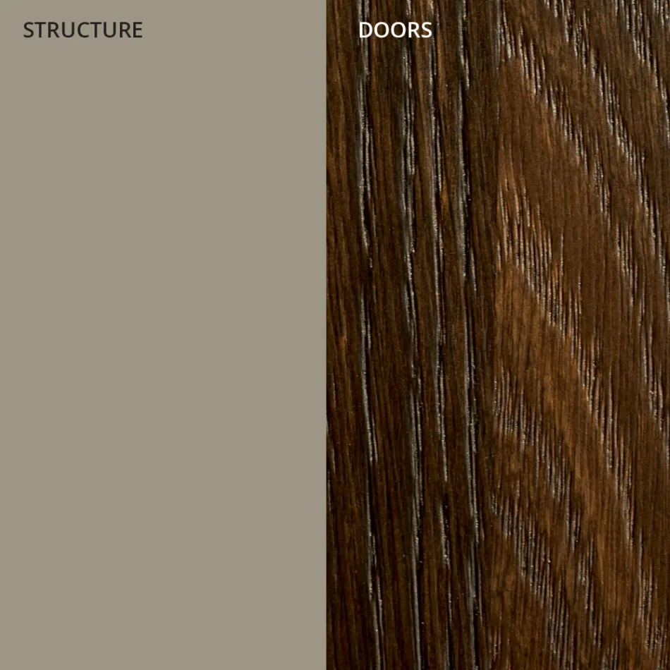 خزانة جانبية لغرفة المعيشة من خشب MDF مطلي بثلاثة أبواب مع تطعيمات حريرية - Saronno Viadurini