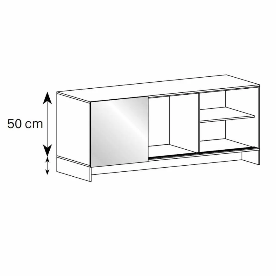 خزانة جانبية لغرفة المعيشة من الزجاج المدخن مع باب مرآة برونزي صنع في إيطاليا - Silly Viadurini