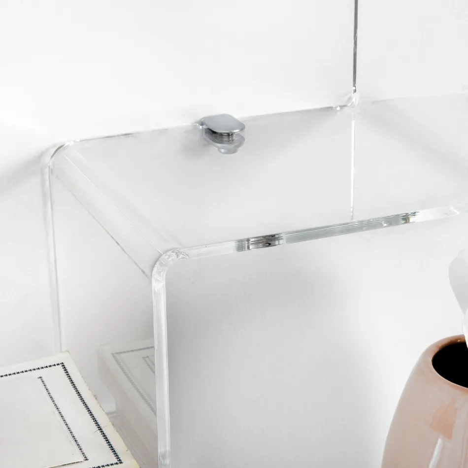 رف عرض من زجاج شبكي شفاف، صنع في إيطاليا - موفاسا Viadurini