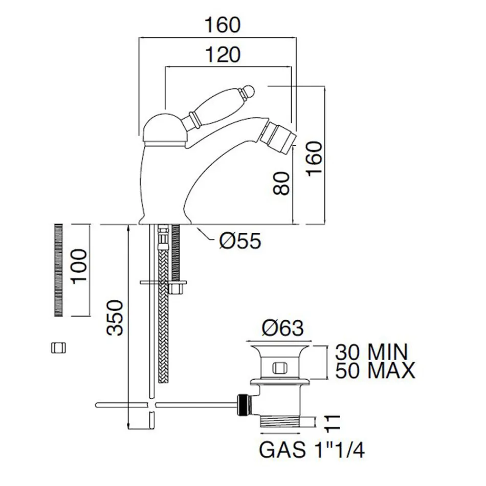 خلاط بيديه كلاسيكي مصنوع يدويًا من النحاس مع رافعة - نوريانا Viadurini
