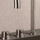 خلاط حمام مثبت على السطح بأربع فتحات مع صنبور من الفولاذ AISI 316L - Artigli Viadurini