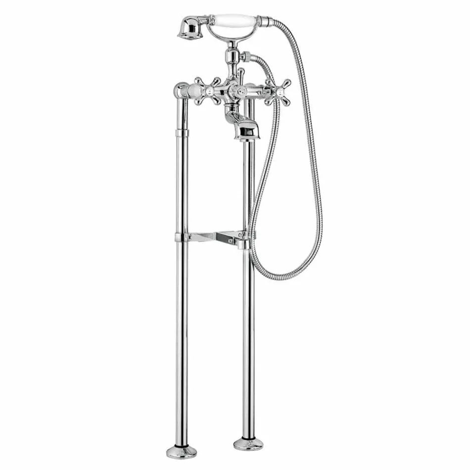 خلاط كلاسيكي لحوض الاستحمام الأرضي مصنوع من النحاس الإيطالي - بانيكو Viadurini