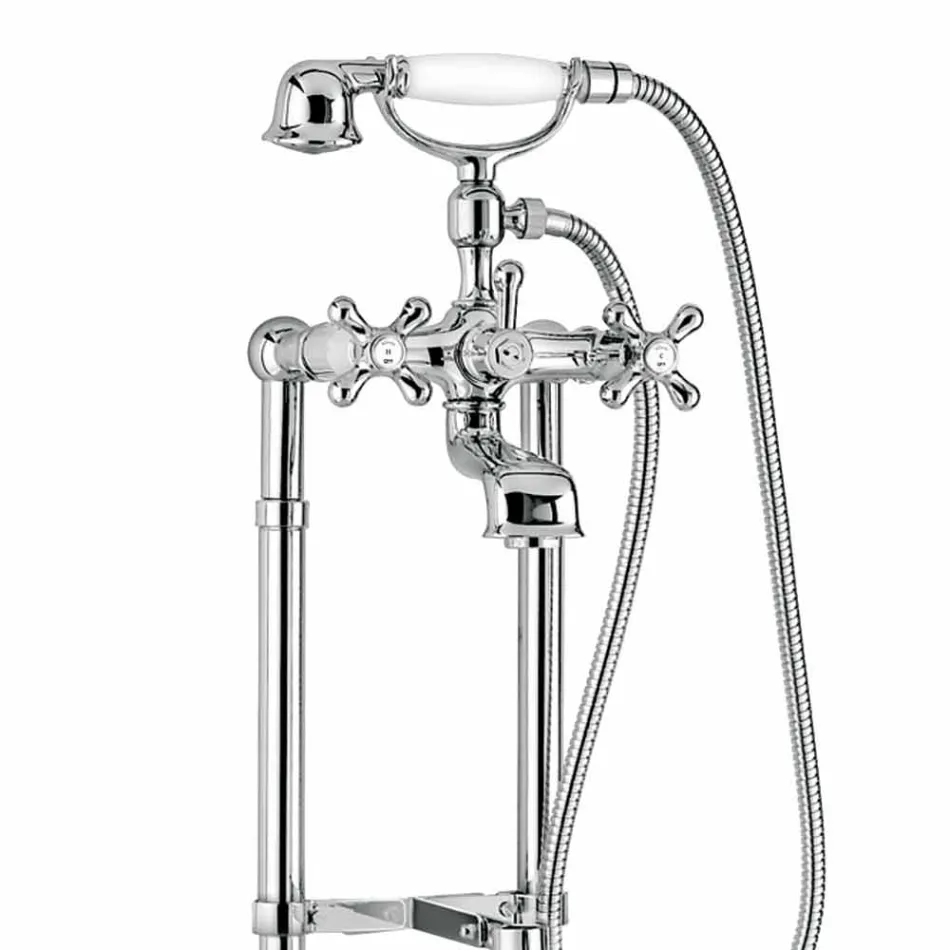 خلاط كلاسيكي لحوض الاستحمام الأرضي مصنوع من النحاس الإيطالي - بانيكو Viadurini