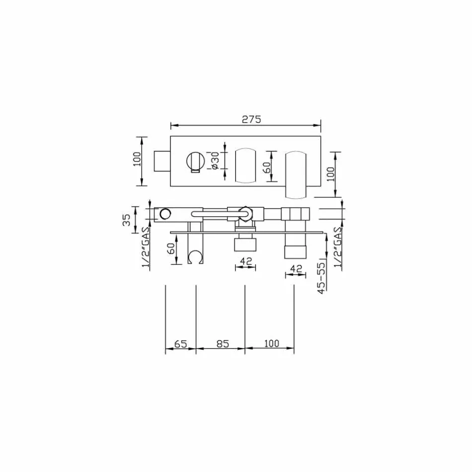 خلاط دش مدمج بتصميم عصري من النحاس، صنع في إيطاليا - سيكا Viadurini