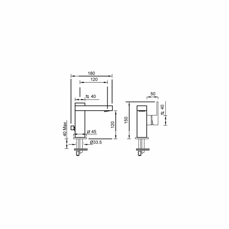 خلاط حوض حمام مع ذراع جانبي بتصميم إيطالي الصنع - بانيلا Viadurini