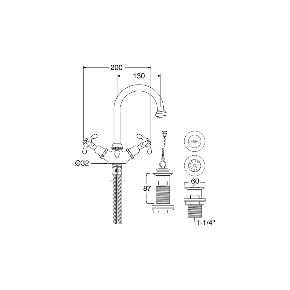 خلاط حوض بفتحة واحدة على الطراز العتيق مصنوع من النحاس في إيطاليا – كلاريسا Viadurini