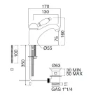 خلاط حوض نحاسي كلاسيكي مصنوع يدويًا مع رافعة - نوريانا Viadurini