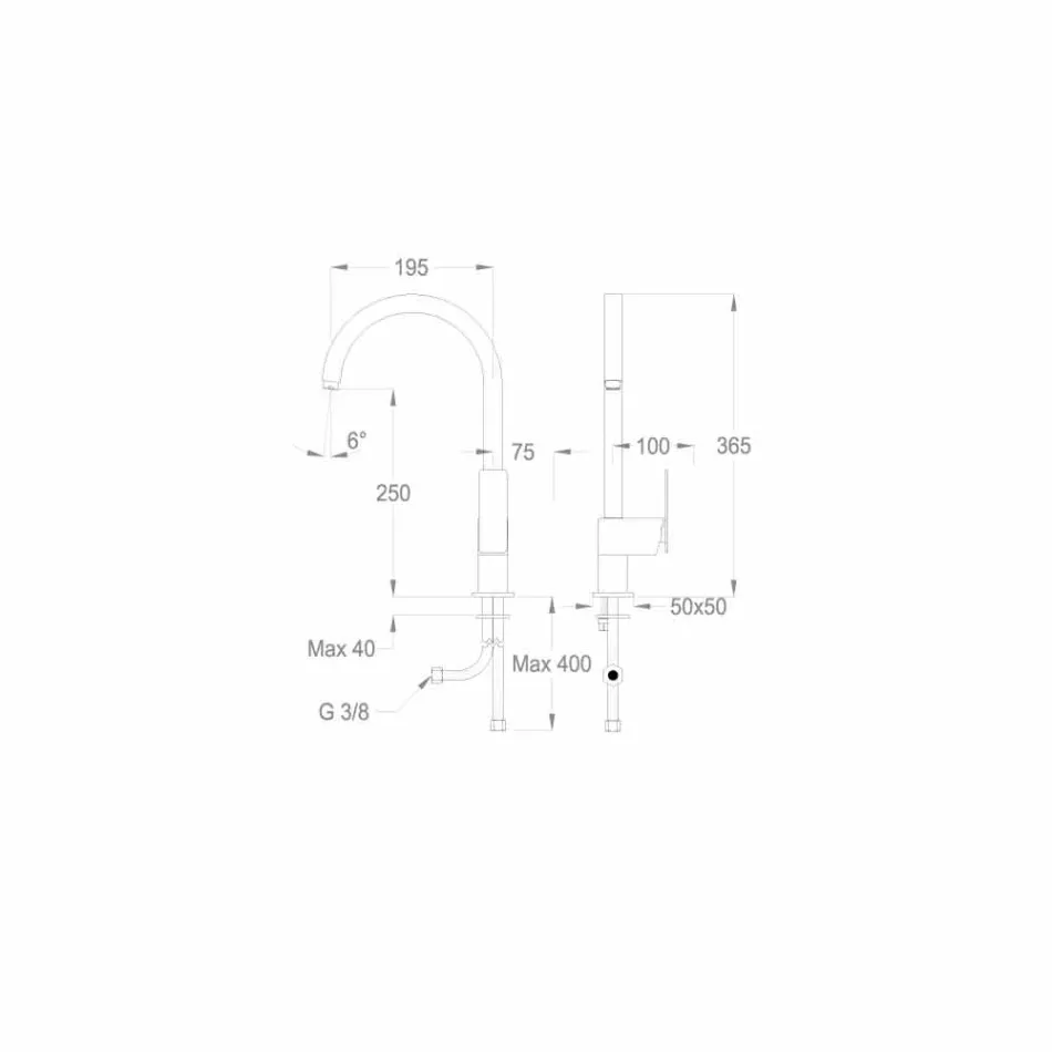 خلاط حوض مطبخ بمقبض واحد بتصميم إيطالي الصنع - بونسو Viadurini
