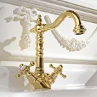 خلاط حوض بتصميم عتيق بفتحة واحدة مصنوع من النحاس في إيطاليا - أورسولا Viadurini